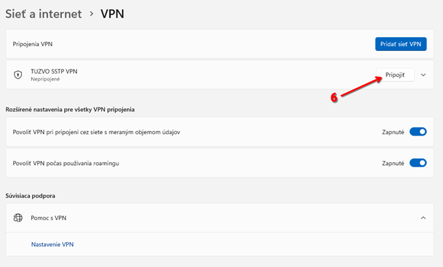 pripojenie k vpn