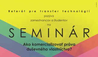 Pozvánka na seminár - Referát pre transfer technológií TUZVO