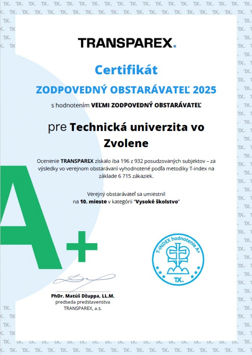 Certifikát Transparex A+